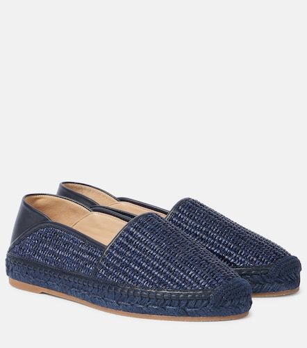 Espadra leather-trimmed raffia espadrilles - Manolo Blahnik - Modalova