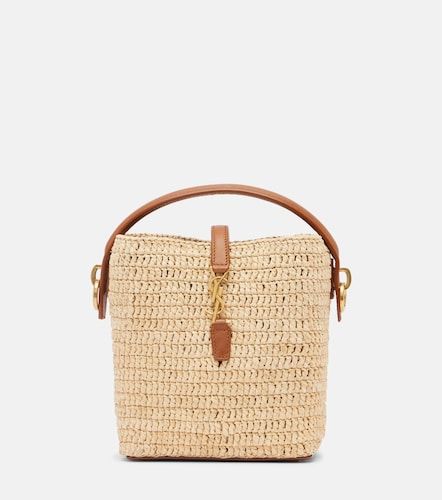 Bolso saco Le 37 Mini de rafia con piel - Saint Laurent - Modalova