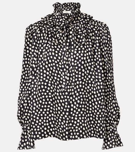 Polka-dot tie-neck silk blouse - Chloe - Modalova