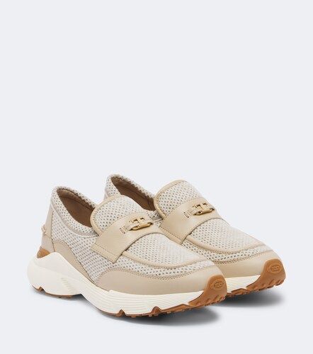 Leather-trimmed mesh slip-on shoes - Tod's - Modalova