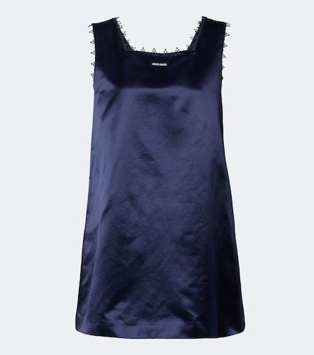 Vestido corto de satén en mezcla de algodón - Miu Miu - Modalova