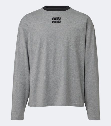Camiseta de jersey de algodón con logo - Miu Miu - Modalova