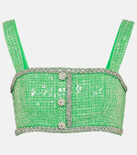 Embellished sequined bouclÃ© crop top - Self-Portrait - Modalova