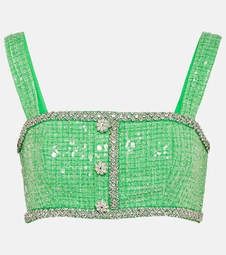 Embellished sequined boucle crop top - Self-Portrait - Modalova