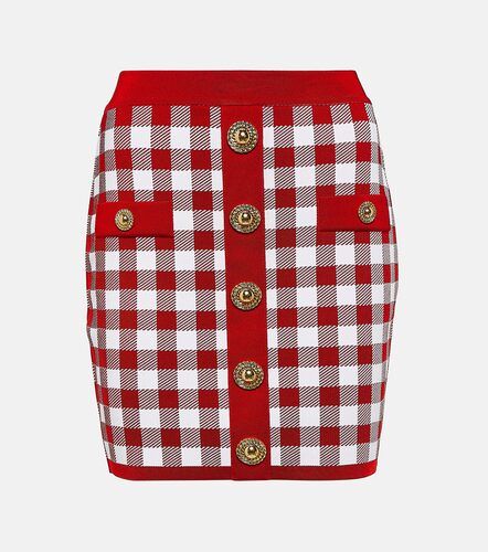 Falda corta de punto a cuadros - Balmain - Modalova
