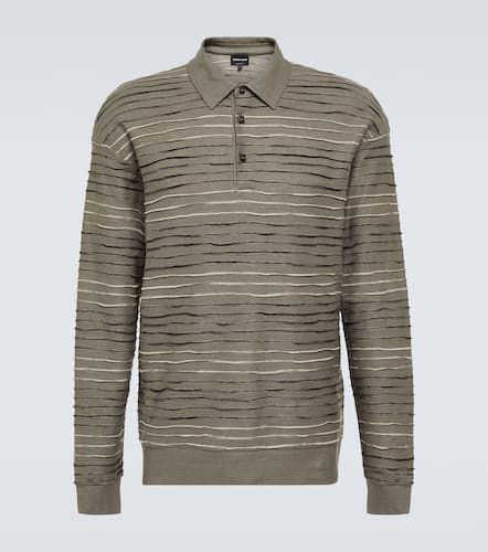 Intarsia linen-blend polo sweater - Giorgio Armani - Modalova
