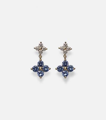 Luckiest Clover 10kt earrings with sapphire and diamond - Stone and Strand - Modalova