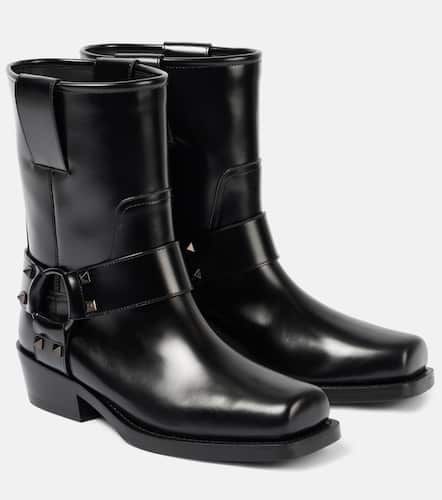 Rockstud leather biker boots - Valentino Garavani - Modalova