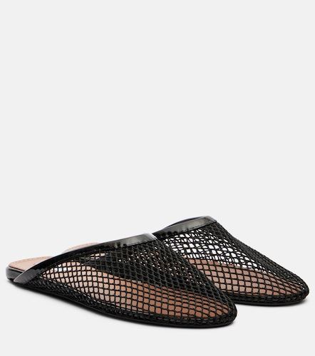 Patent leather-trimmed fishnet mules - Alaia - Modalova