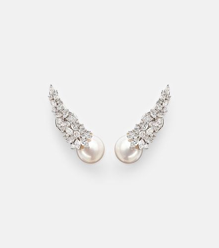 Orecchini Perlescent in oro bianco 18kt con diamanti e perle - Yeprem - Modalova