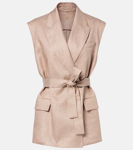 Belted linen-blend vest - Brunello Cucinelli - Modalova