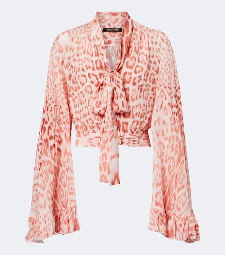 Blusa de jersey con estampado de leopardo - Roberto Cavalli - Modalova