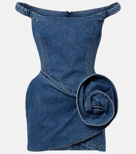 Abito corto di jeans off-shoulder - Magda Butrym - Modalova