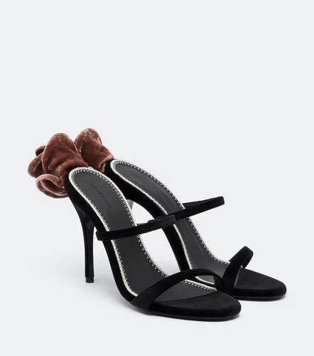 Floral-applique velvet mules - Magda Butrym - Modalova