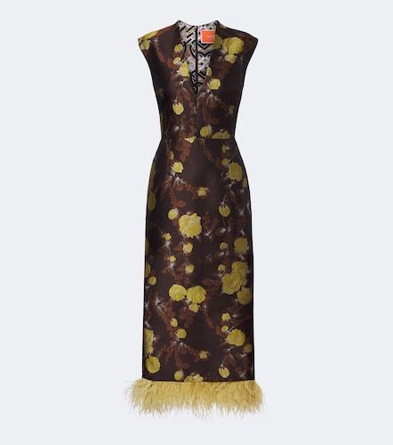 Abito lungo Devon in jacquard con piume - La DoubleJ - Modalova