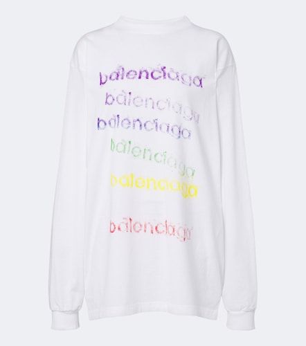Camiseta de jersey de algodón con logo - Balenciaga - Modalova