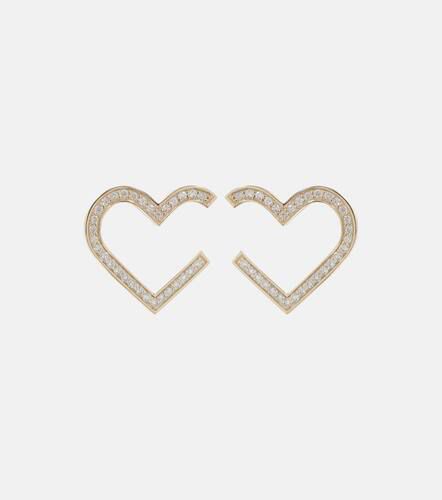 Heart 14kt hoop earrings with diamonds - Sydney Evan - Modalova