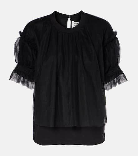 Ruffled cotton top - Noir Kei Ninomiya - Modalova