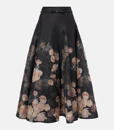 Crush Flared linen and silk midi skirt - Zimmermann - Modalova