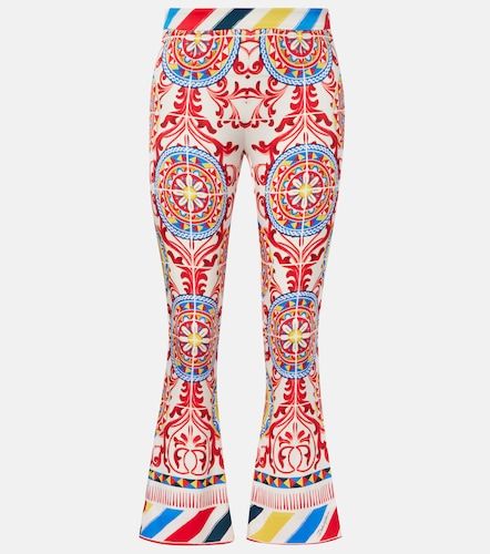 Cropped printed silk-blend flared pants - Dolce&Gabbana - Modalova