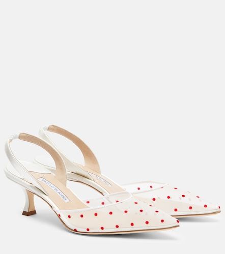 Carolyne 50 polka-dot mesh slingback pumps - Manolo Blahnik - Modalova