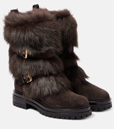 Maverick shearling-trimmed suede biker boots - Gianvito Rossi - Modalova