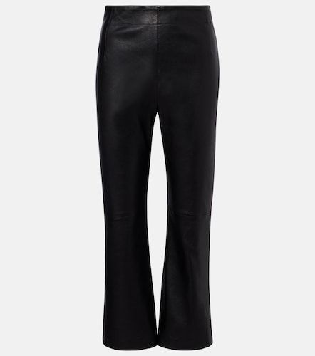 Leather cropped slim pants - Nour Hammour - Modalova