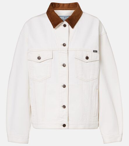 Prada Suede-trimmed denim jacket - Prada - Modalova