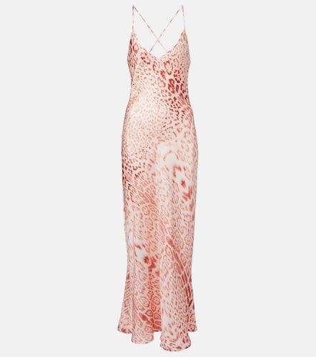 Vestido lencero de satén de seda estampado - Roberto Cavalli - Modalova