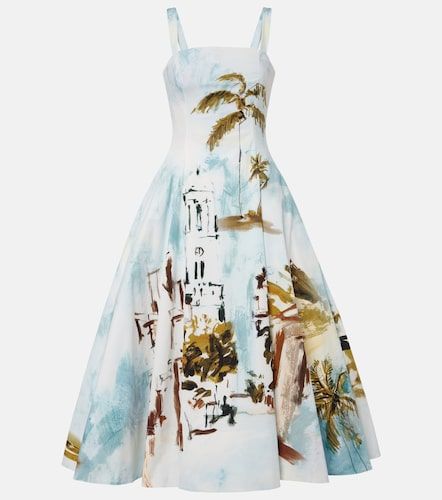Abito midi in popeline di misto cotone - Oscar de la Renta - Modalova