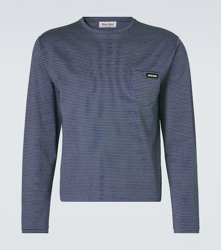 Camiseta de jacquard de algodón a rayas - Miu Miu - Modalova