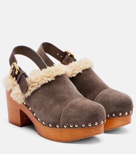 Chloé Mules Jeannette in suede con shearling - Chloe - Modalova