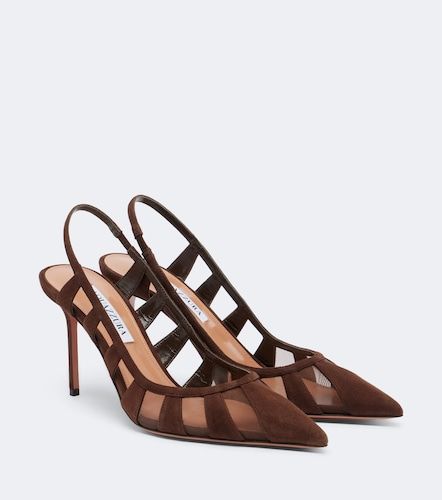 Screen suede and mesh slingback pumps - Aquazzura - Modalova