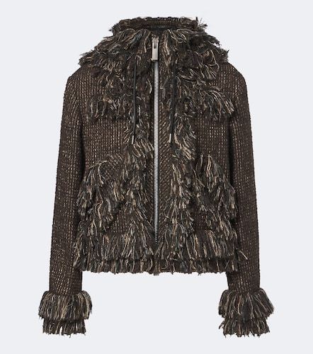Fringed wool-blend tweed jacket - Sacai - Modalova