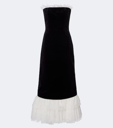 Midikleid Isabetta aus Baumwollsamt mit Spitze - Costarellos - Modalova