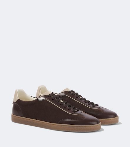 Leather-trimmed suede sneakers - Brunello Cucinelli - Modalova