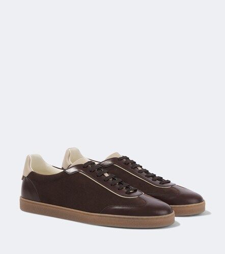 Leather-trimmed suede sneakers - Brunello Cucinelli - Modalova