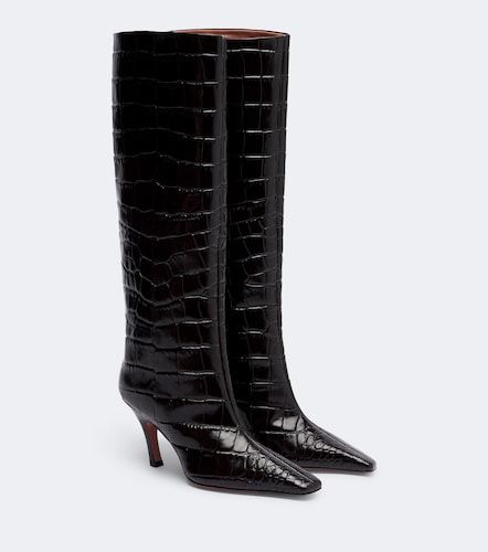 Botas altas Mona de piel grabada - Amina Muaddi - Modalova