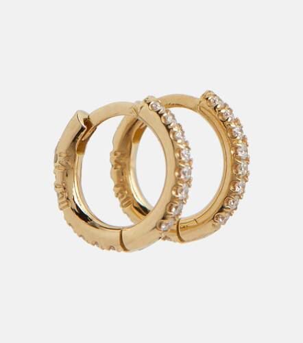 Mini 18kt yellow hoop earrings with diamonds - Ileana Makri - Modalova