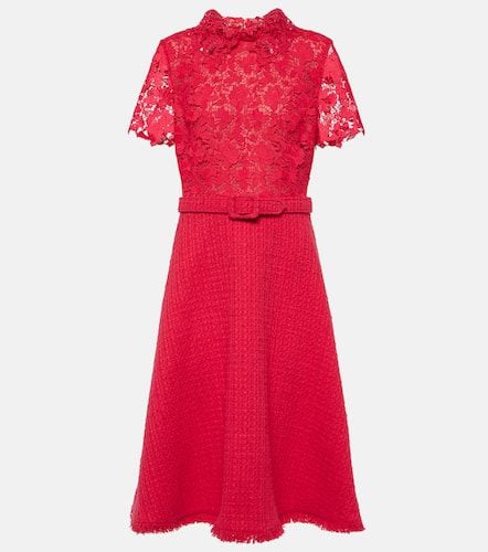 Gardenia guipure and tweed midi dress - Oscar de la Renta - Modalova