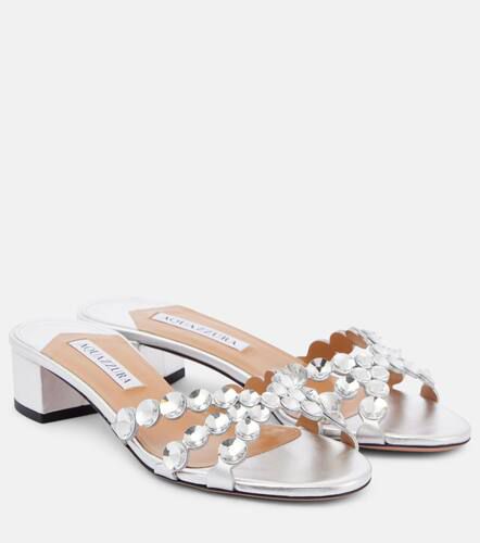 Crystal Mirage embellished leather mules - Aquazzura - Modalova