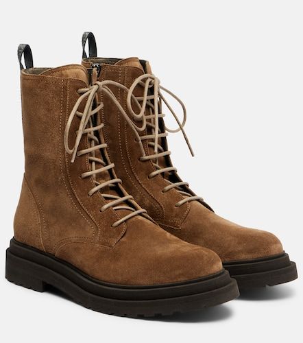 Suede combat boots - Brunello Cucinelli - Modalova
