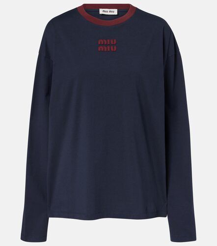 Camiseta en jersey de algodón con logo - Miu Miu - Modalova