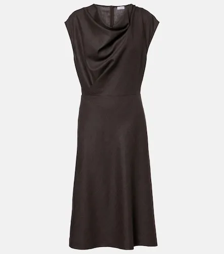 Draped wool-blend midi dress - Brunello Cucinelli - Modalova
