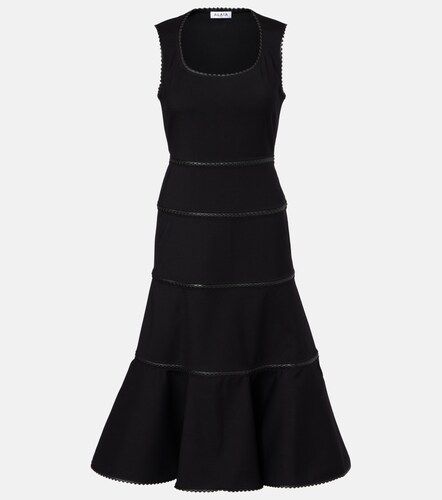 Alaïa Midikleid aus Wolle mit Leder - Alaia - Modalova