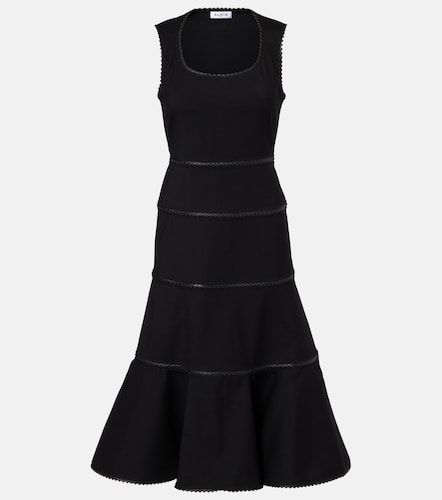 Leather-trimmed wool midi dress - Alaia - Modalova