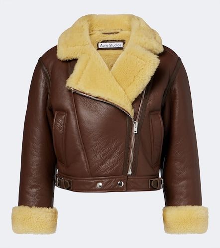 Chaqueta biker de piel con borrego - Acne Studios - Modalova