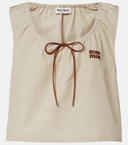 Cropped-Top aus einem Baumwollgemisch mit Leder - Miu Miu - Modalova