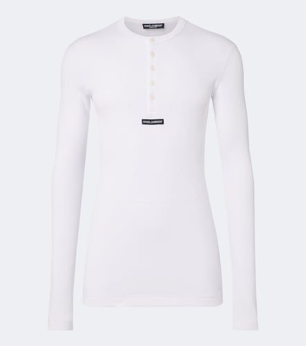 Top Henley in cotone a coste con logo - Dolce&Gabbana - Modalova