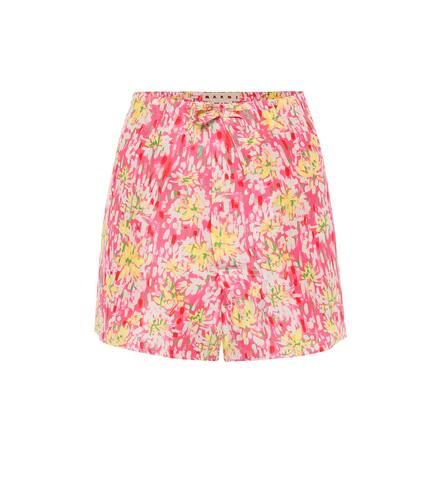 Shorts de crepé de seda florales - Marni - Modalova